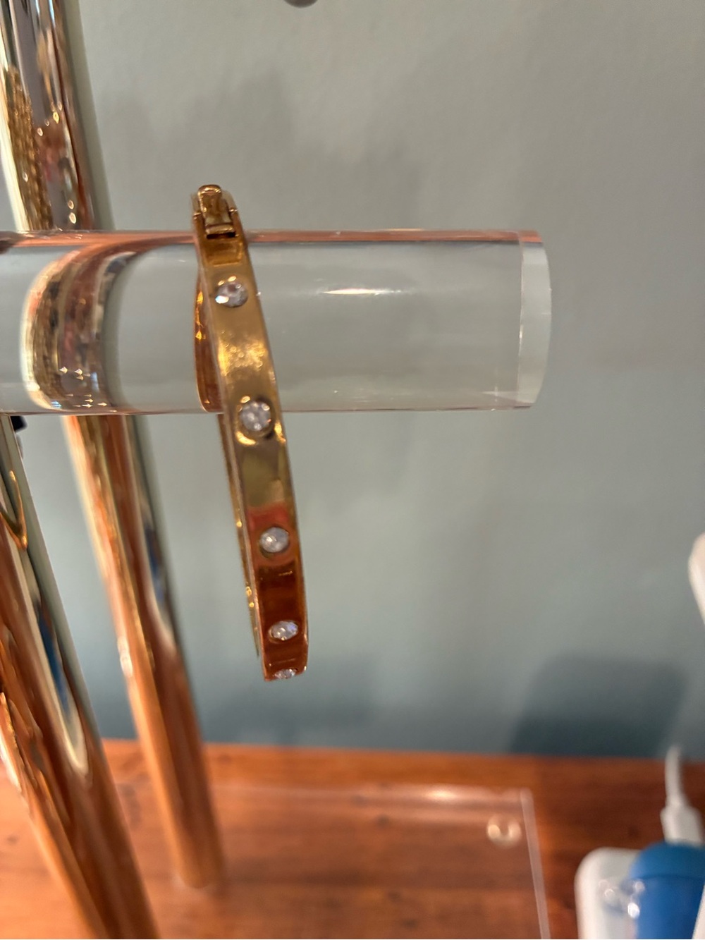 kate spade Gold-Tone Crystal Accent Hinged Bracelet
